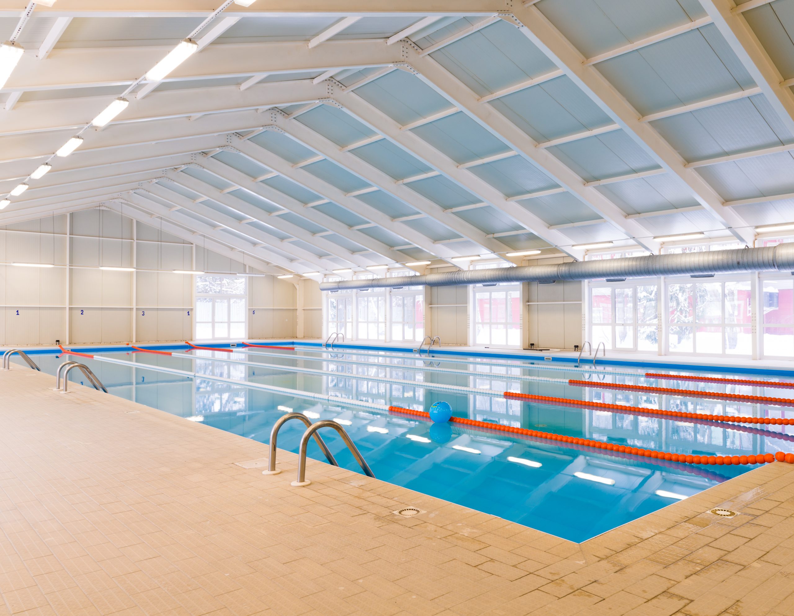 Indoors swimming pool with blue water